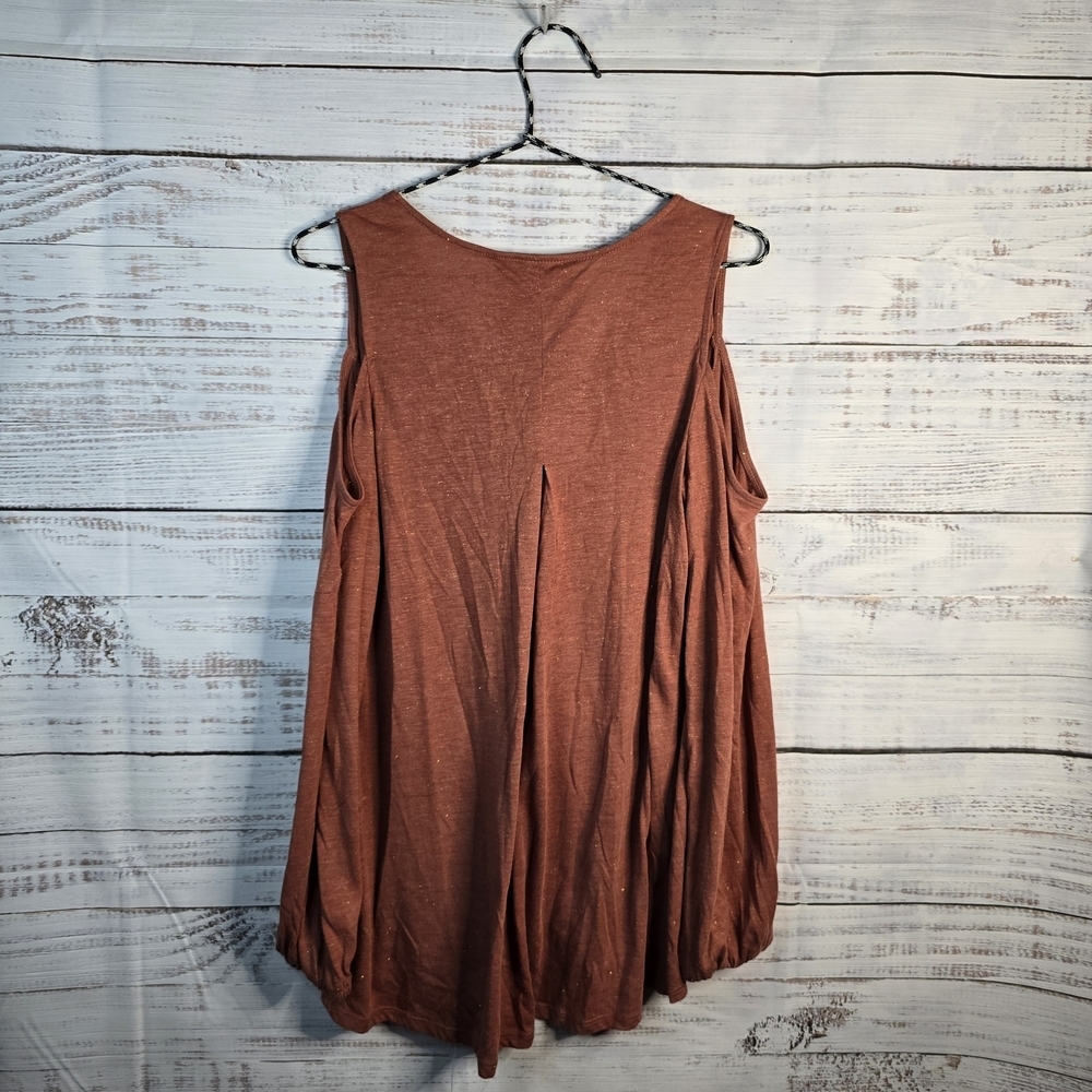Knox Rose Womens Tunic Top Medium‎ Rust Brown Western Beaded Metallic Gold 16788 - Picture 2 of 6